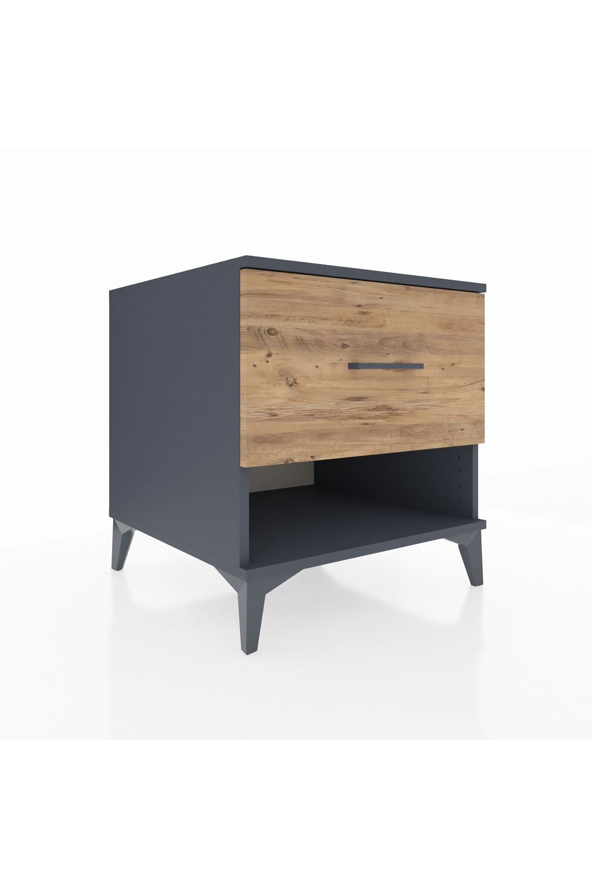 Kronos Komodin Tek Çekmeceli 60x59x64 Antrasit-Çam