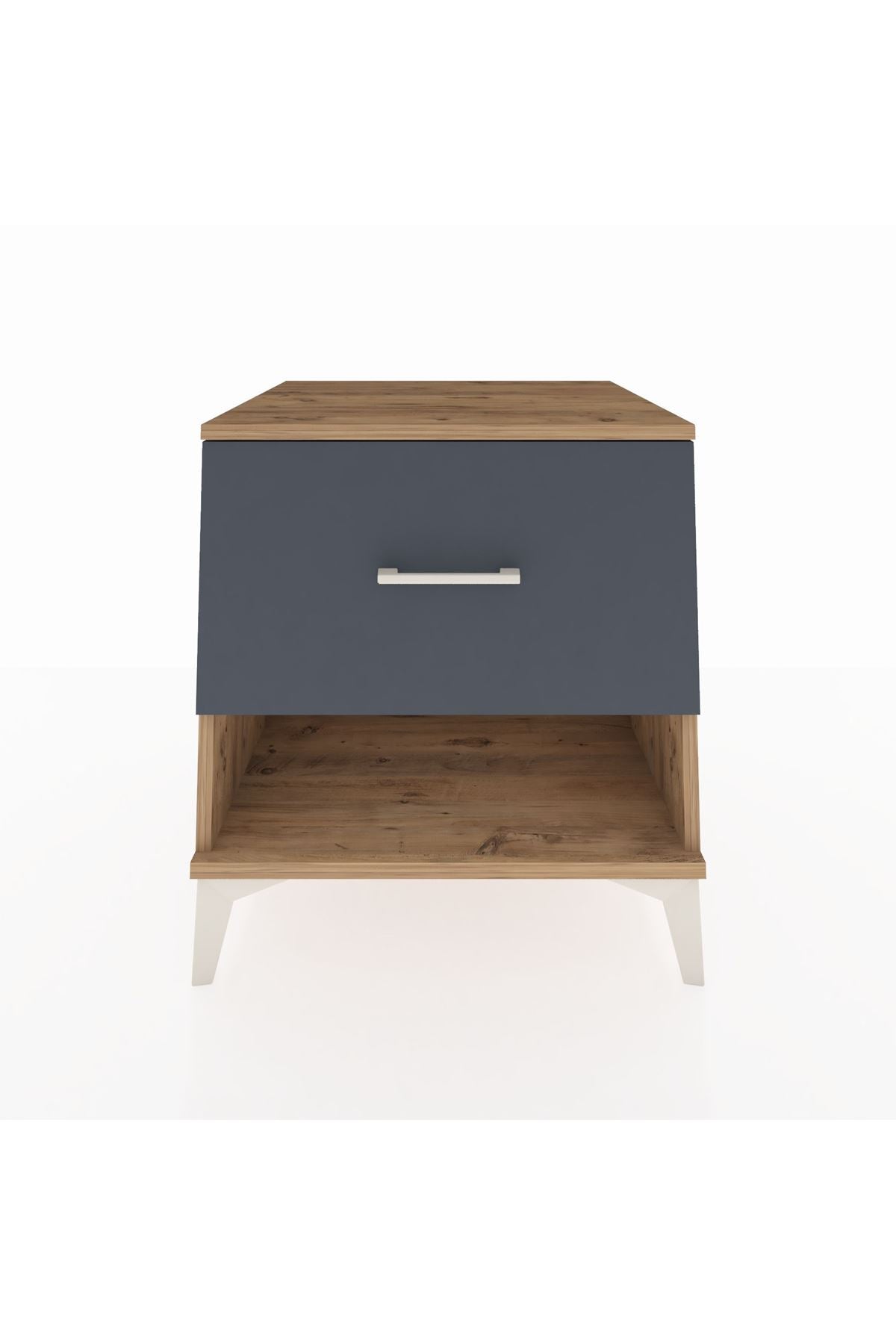 Kronos Komodin Tek Çekmeceli 60x59x64 Çam-Antrasit