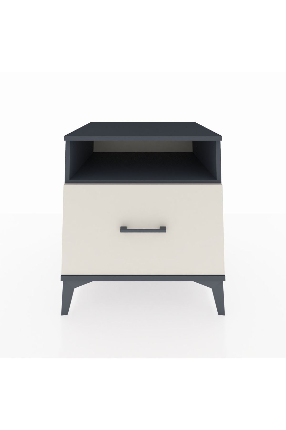 Kronos Komodin Tek Raflı Tek Çekmeceli 60x59x64 Antrasit-Aytaşı