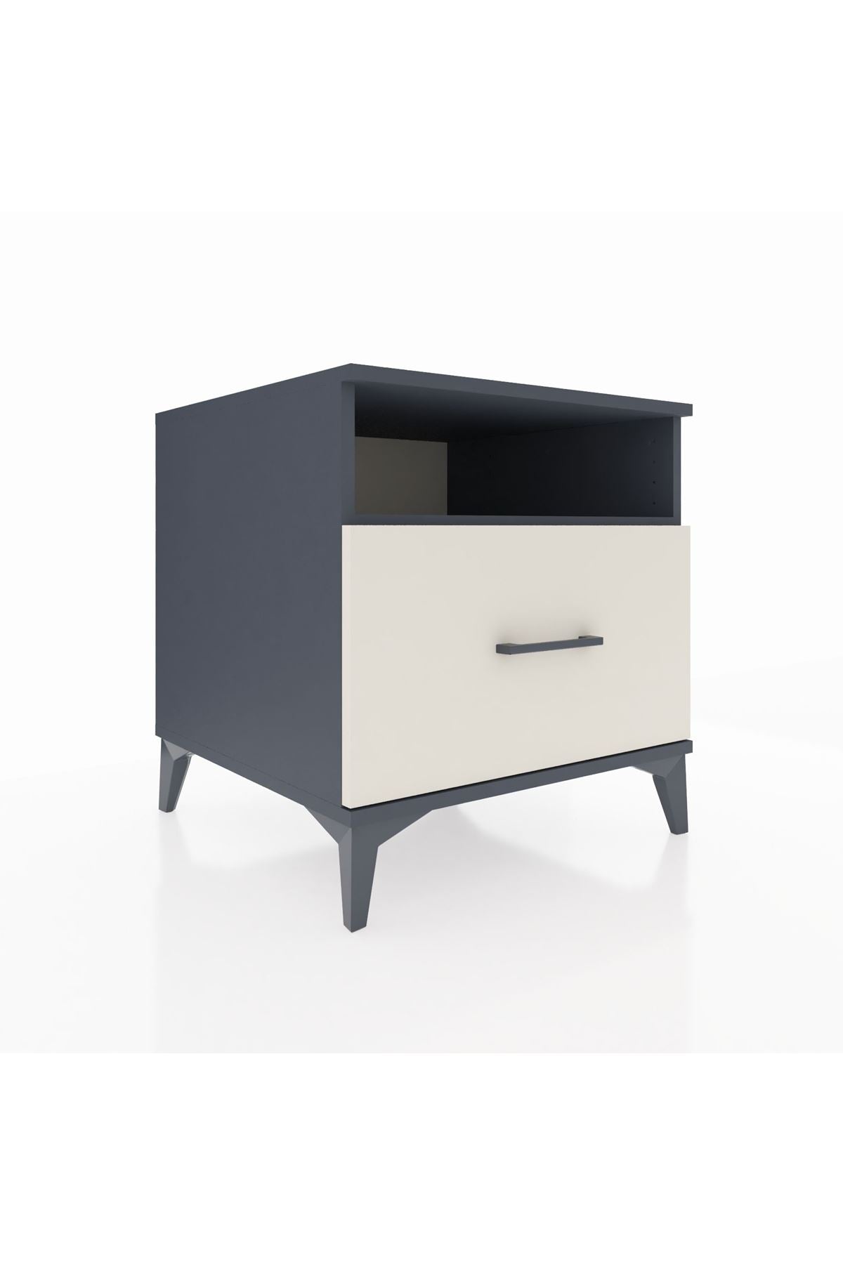 Kronos Komodin Tek Raflı Tek Çekmeceli 60x59x64 Antrasit-Aytaşı