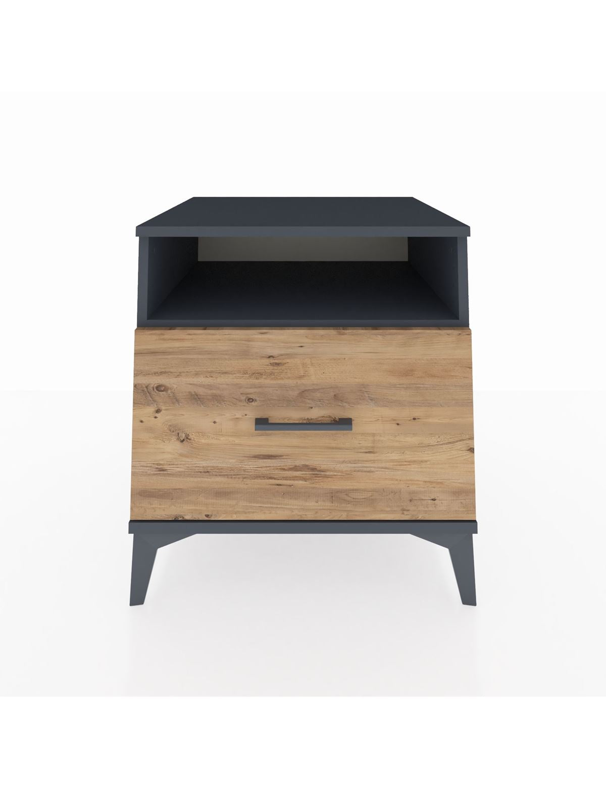 Kronos Komodin Tek Raflı Tek Çekmeceli 60x59x64 Antrasit-Çam