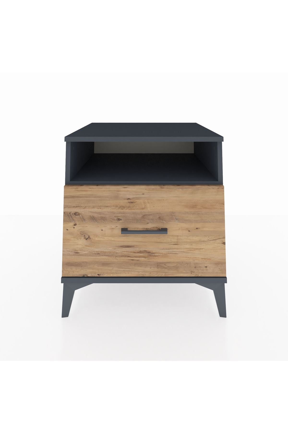 Kronos Komodin Tek Raflı Tek Çekmeceli 60x59x64 Antrasit-Çam