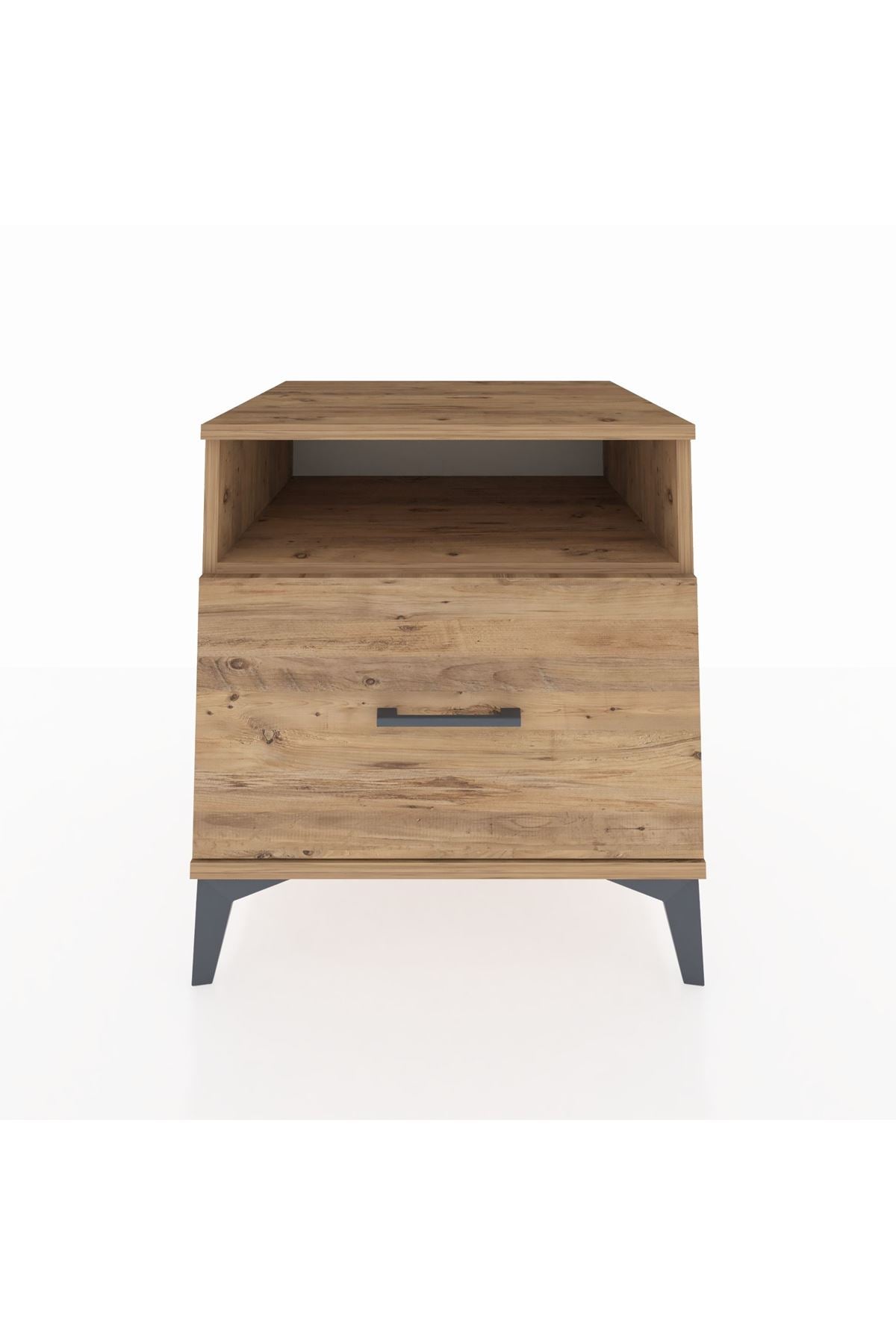 Kronos Komodin Tek Raflı Tek Çekmeceli 60x59x64 Çam-Çam