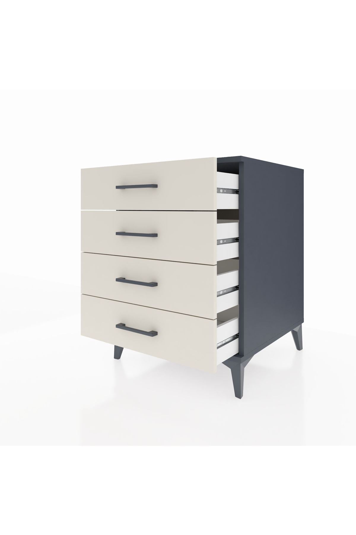 Kronos Komodin 4 Çekmeceli 60x59x80 Antrasit-Aytaşı