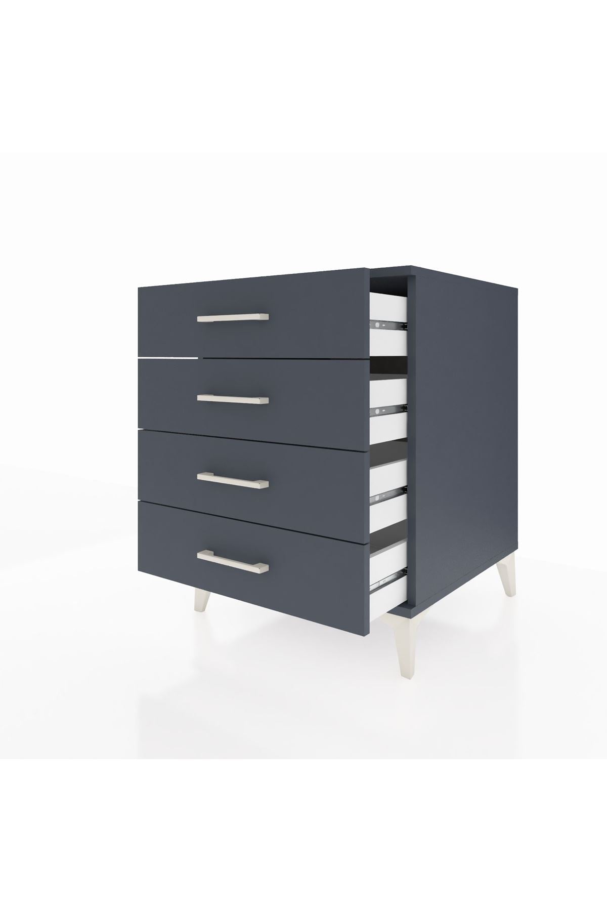 Kronos Komodin 4 Çekmeceli 60x59x80 Antrasit-Antrasit