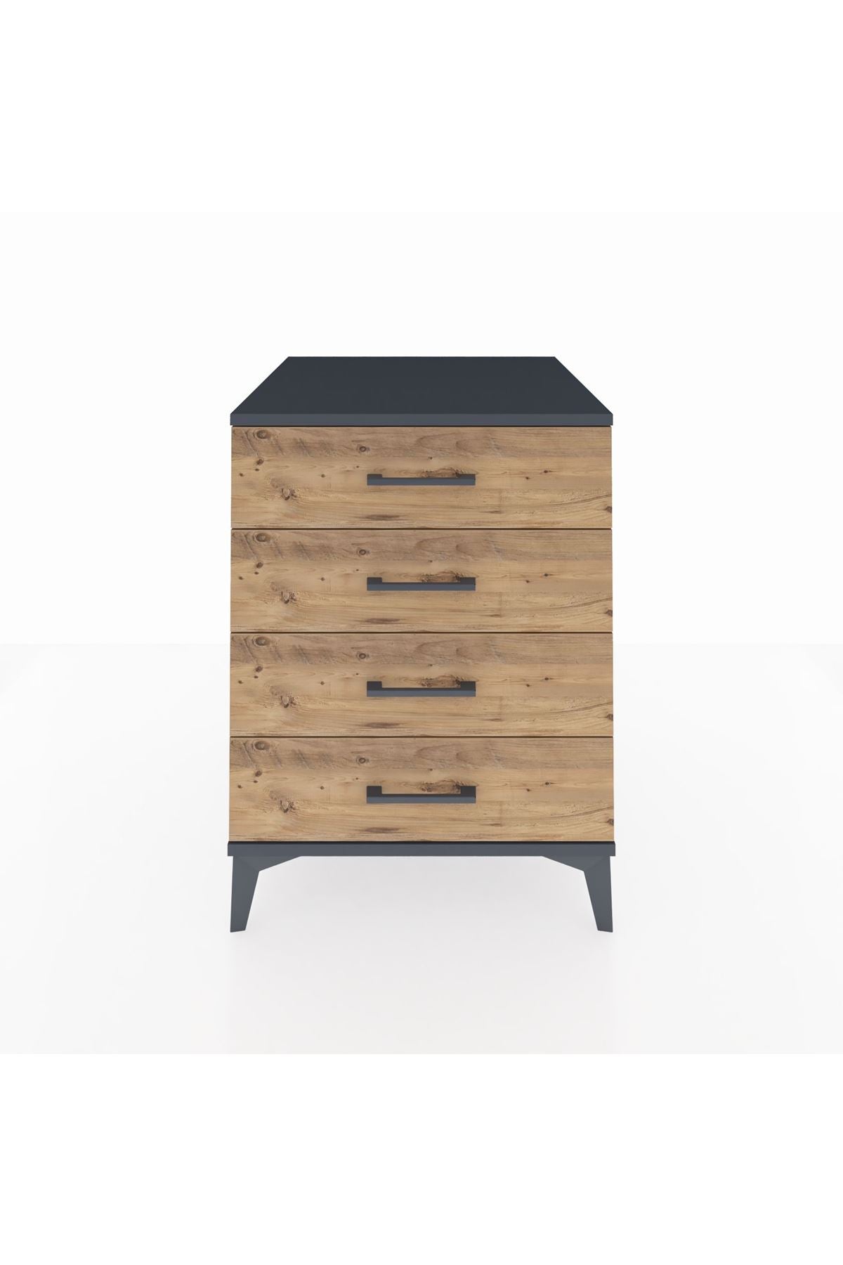 Kronos Komodin 4 Çekmeceli 60x59x80 Antrasit-Çam