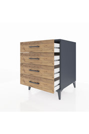 Kronos Komodin 4 Çekmeceli 60x59x80 Antrasit-Çam