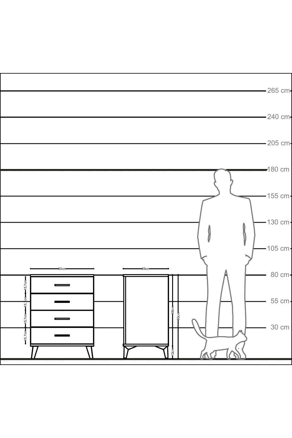 Kronos Komodin 4 Çekmeceli 60x59x80 Çam-Aytaşı