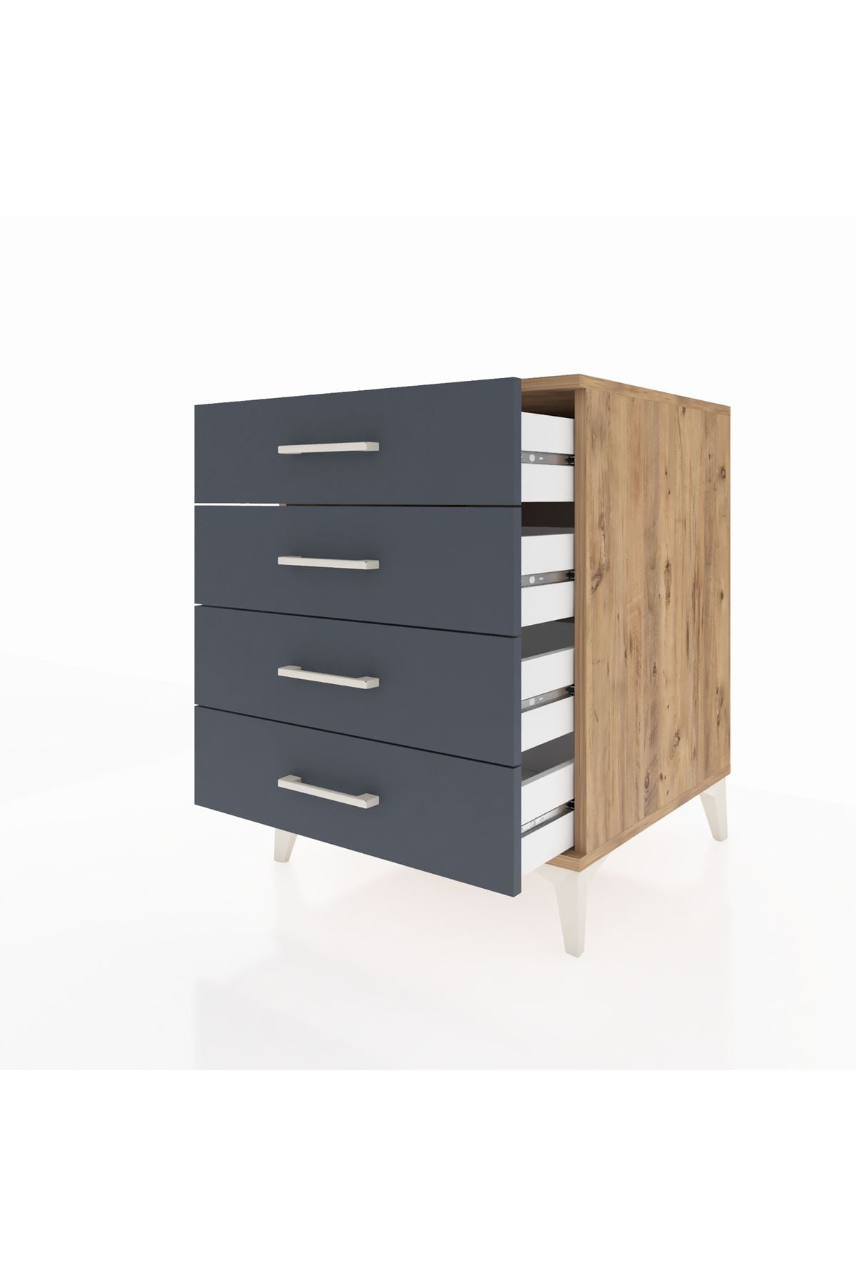 Kronos Komodin 4 Çekmeceli 60x59x80 Çam-Antrasit