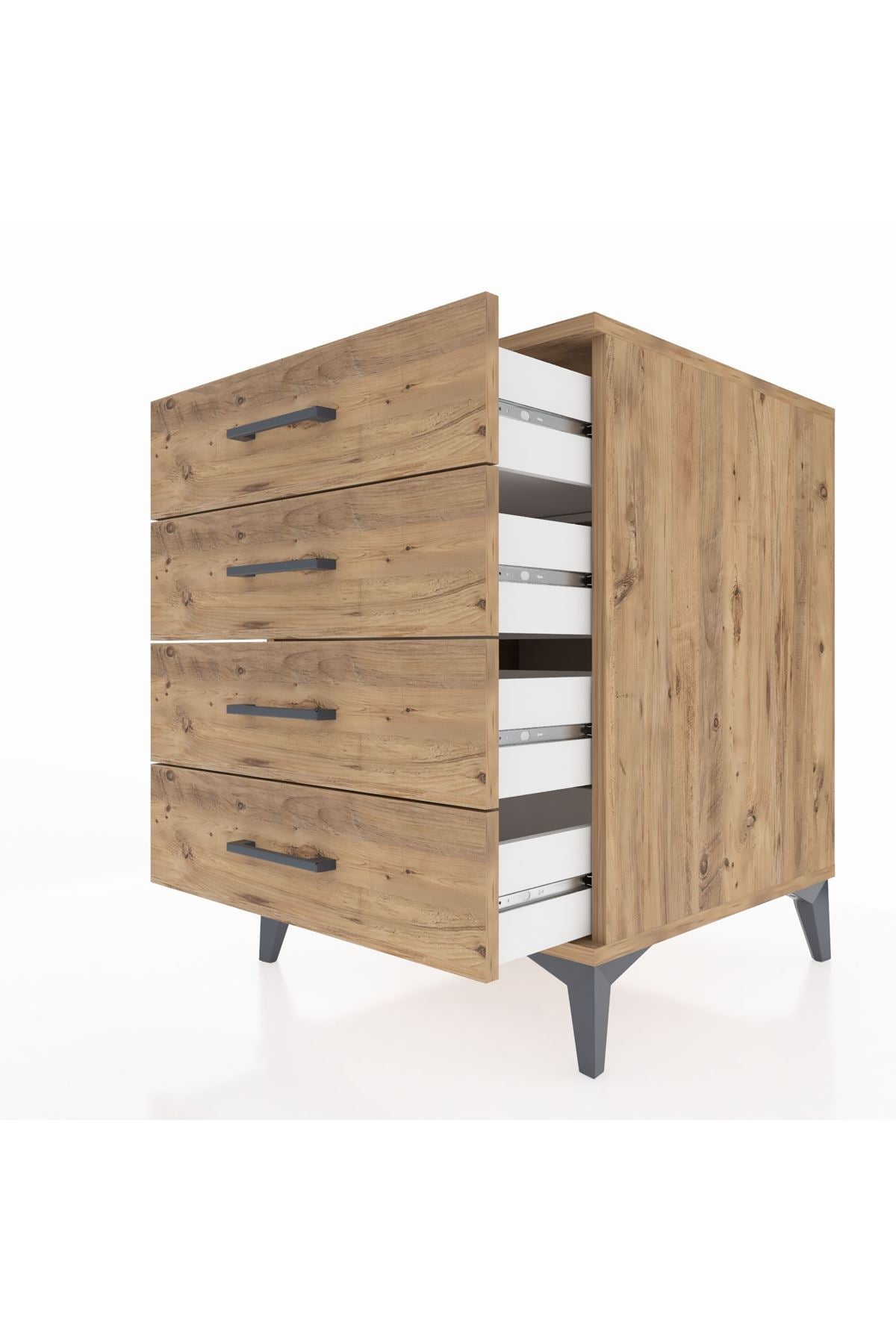 Kronos Komodin 4 Çekmeceli 60x59x80 Çam-Çam