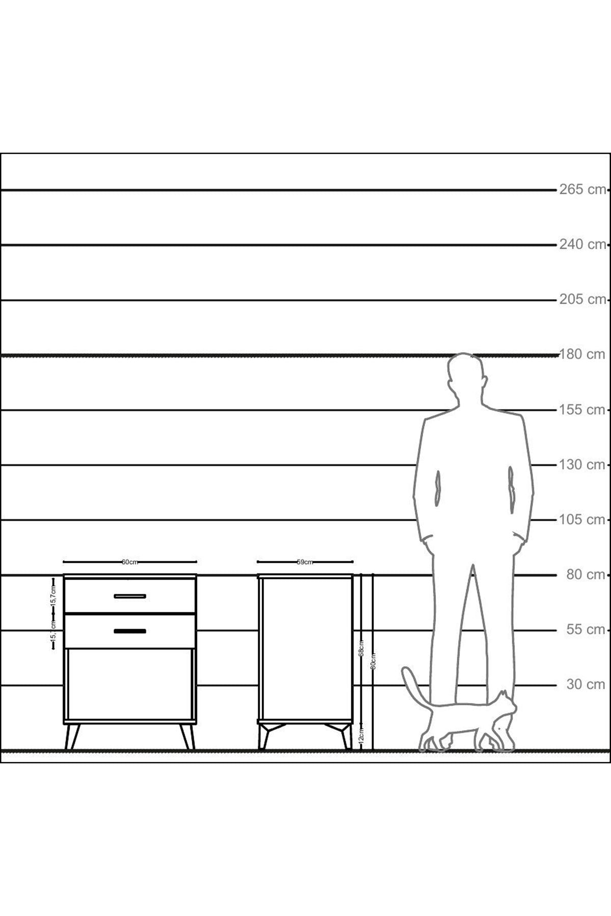 Kronos Komodin 2 Çekmeceli 60x59x80 Aytaşı-Aytaşı