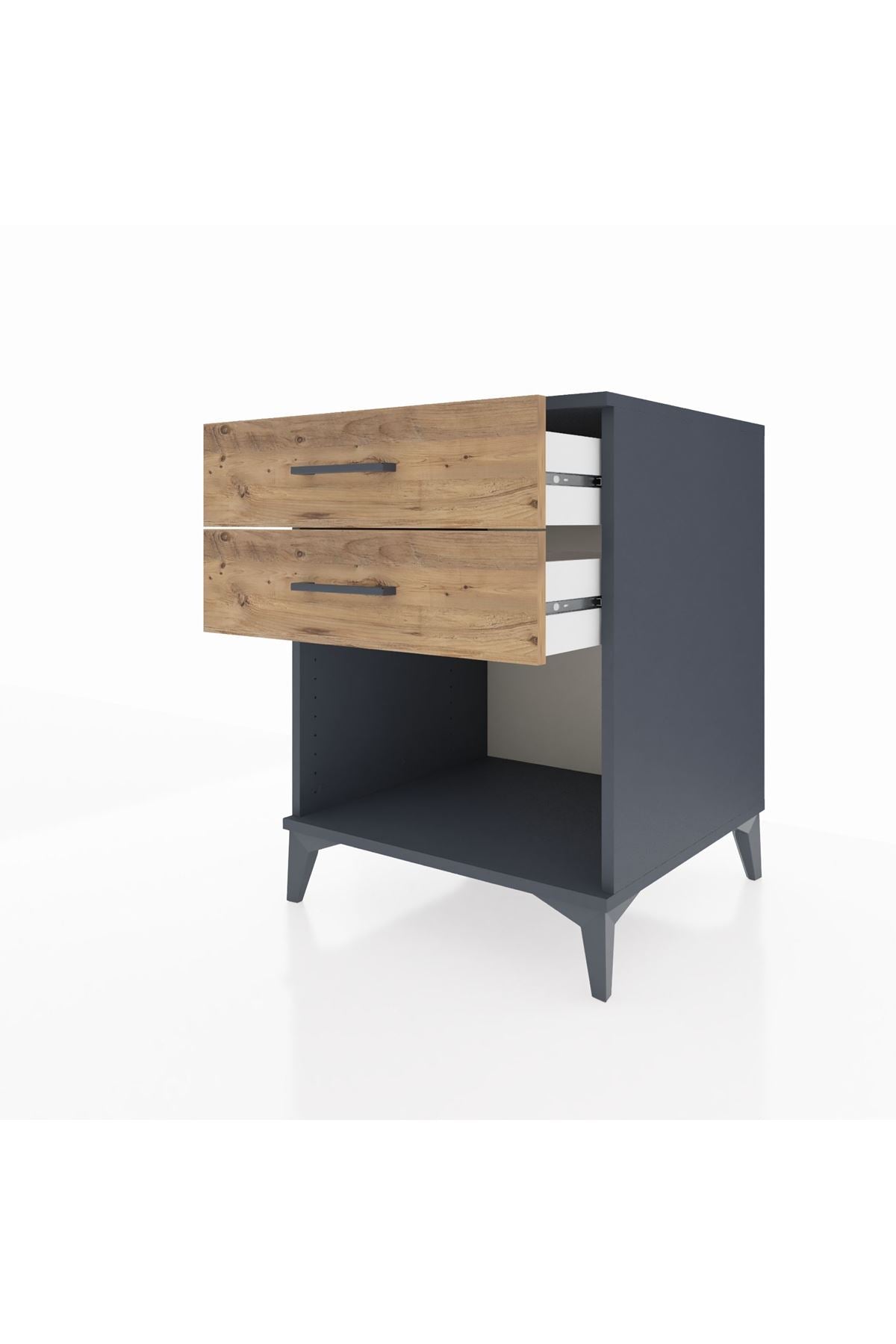 Kronos Komodin 2 Çekmeceli 60x59x80 Antrasit-Çam