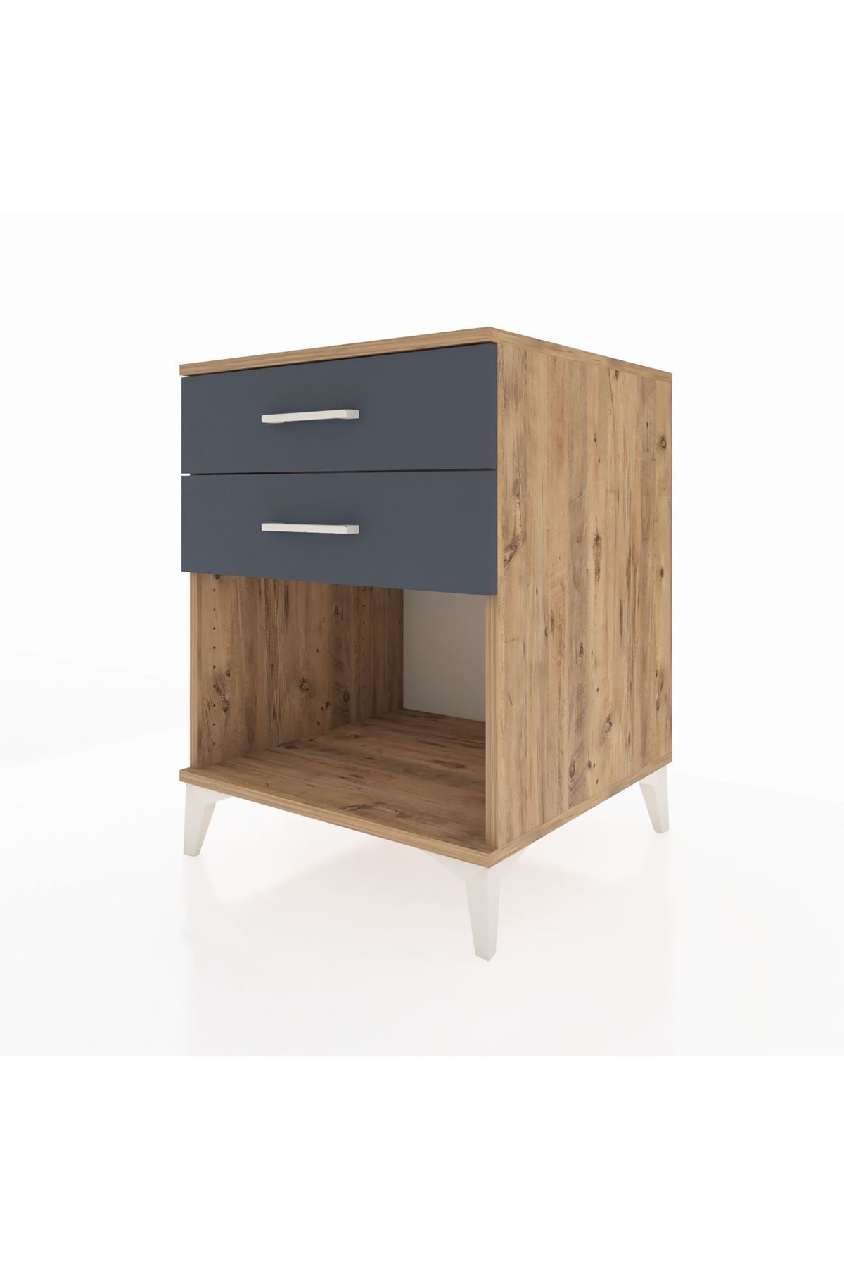 Kronos Komodin 2 Çekmeceli 60x59x80 Çam-Antrasit