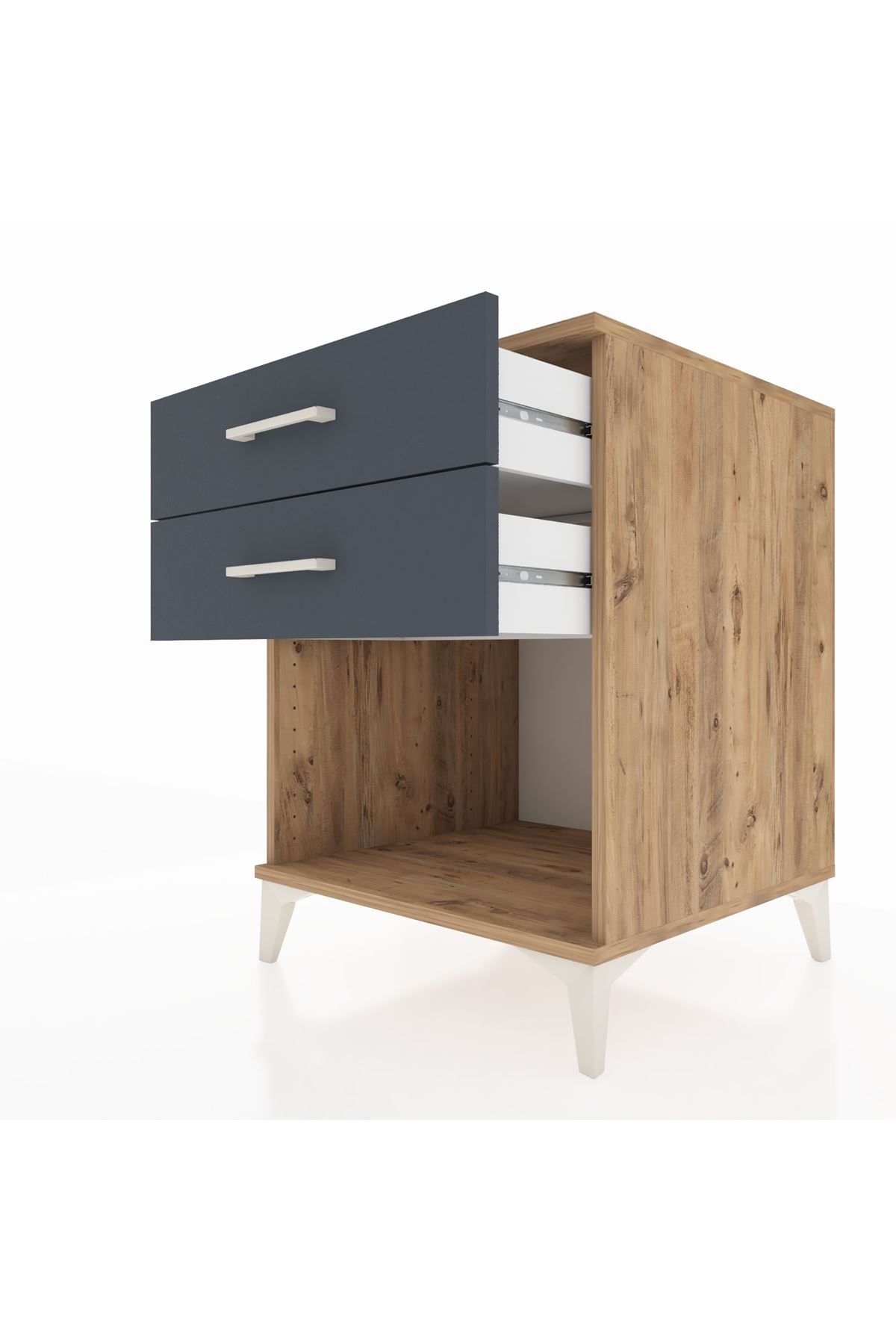 Kronos Komodin 2 Çekmeceli 60x59x80 Çam-Antrasit