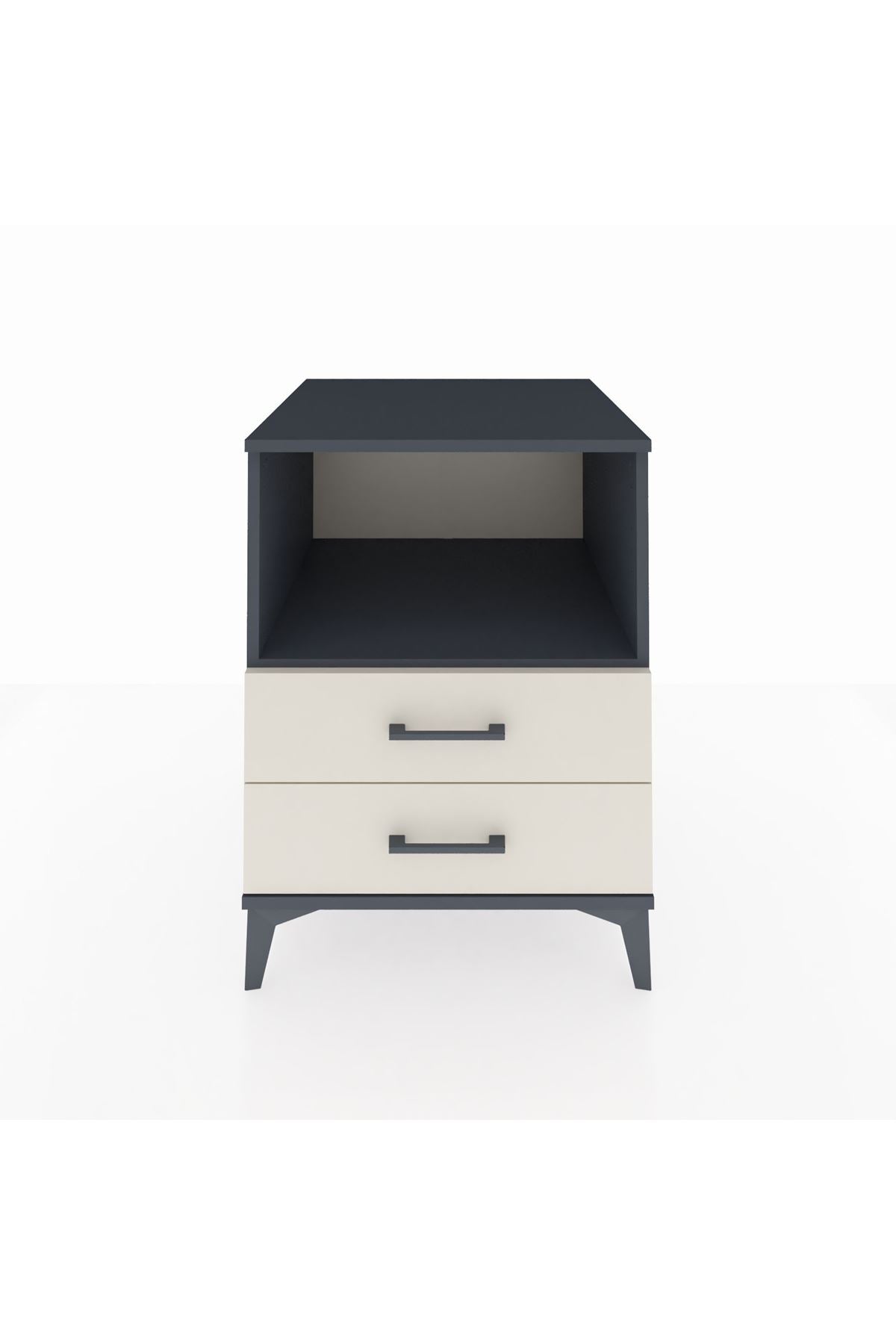 Kronos Komodin Tek Raflı 2 Çekmeceli 60x59x80 Antrasit-Aytaşı