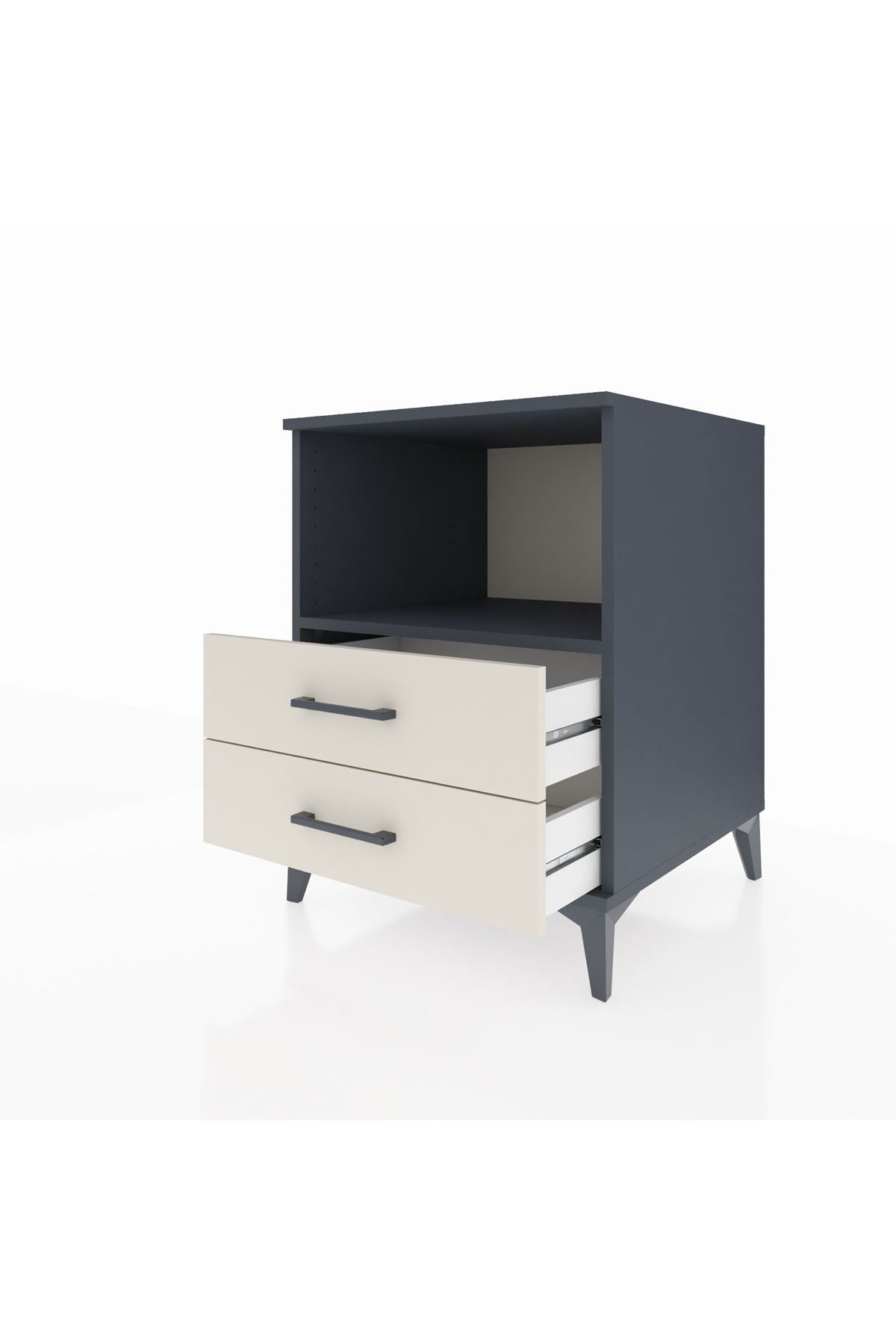 Kronos Komodin Tek Raflı 2 Çekmeceli 60x59x80 Antrasit-Aytaşı