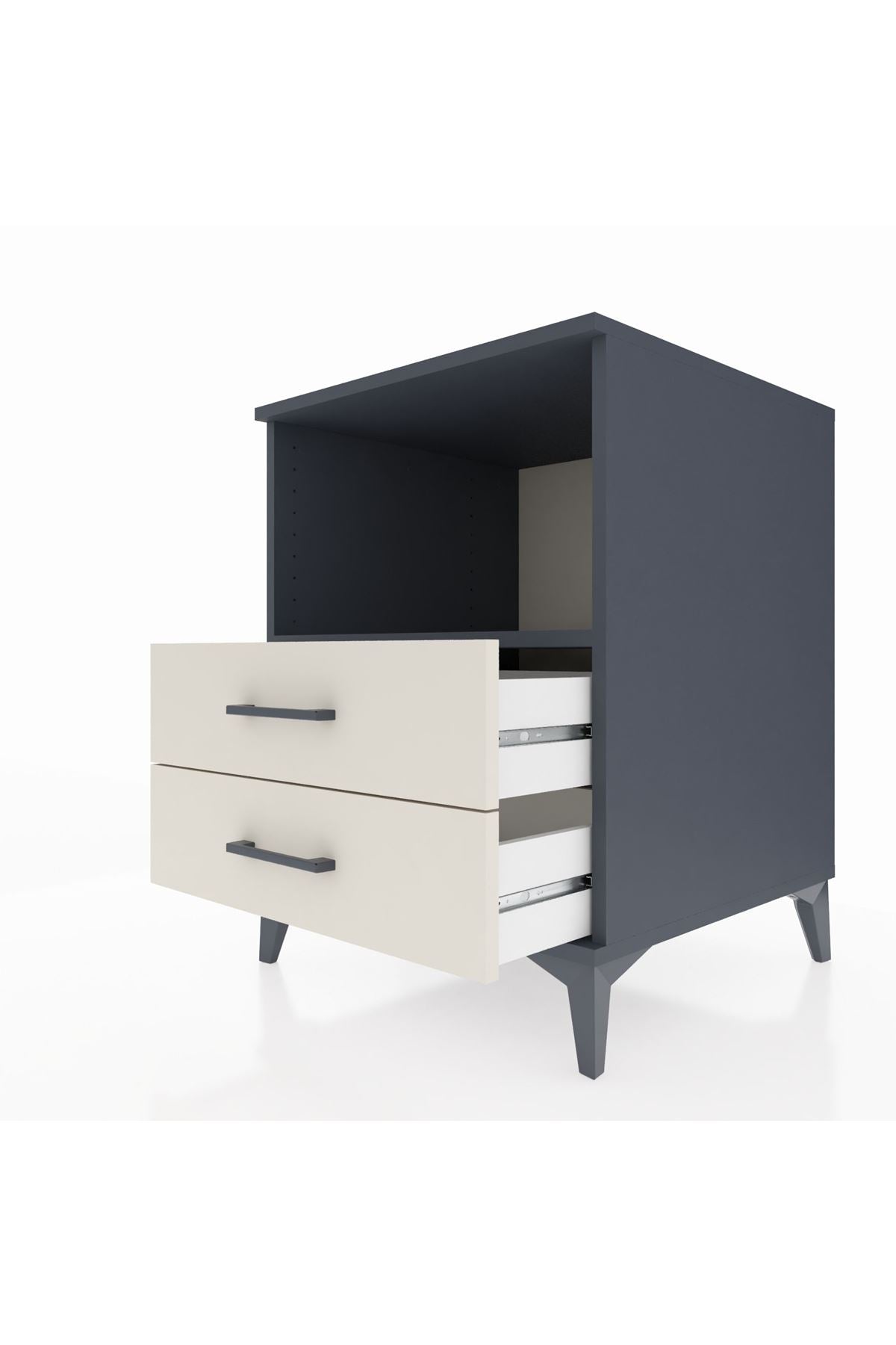 Kronos Komodin Tek Raflı 2 Çekmeceli 60x59x80 Antrasit-Aytaşı