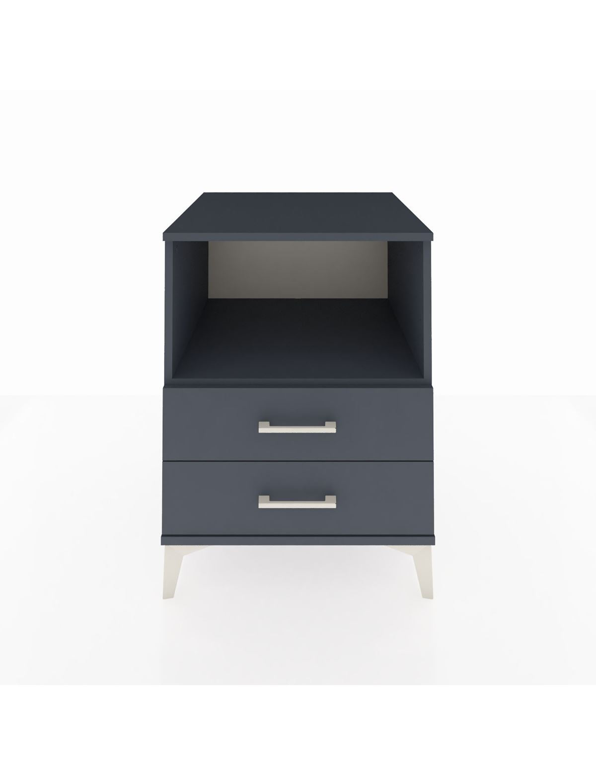 Kronos Komodin Tek Raflı 2 Çekmeceli 60x59x80 Antrasit-Antrasit