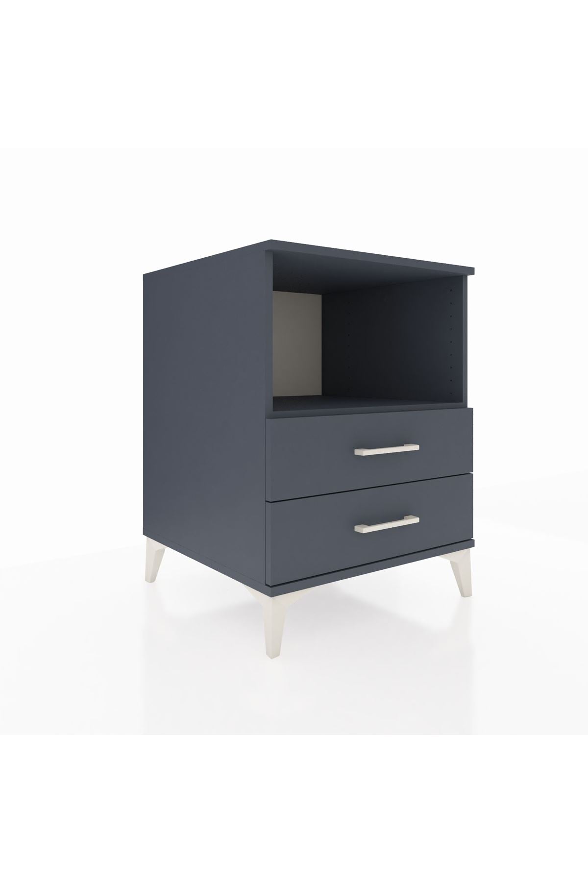 Kronos Komodin Tek Raflı 2 Çekmeceli 60x59x80 Antrasit-Antrasit