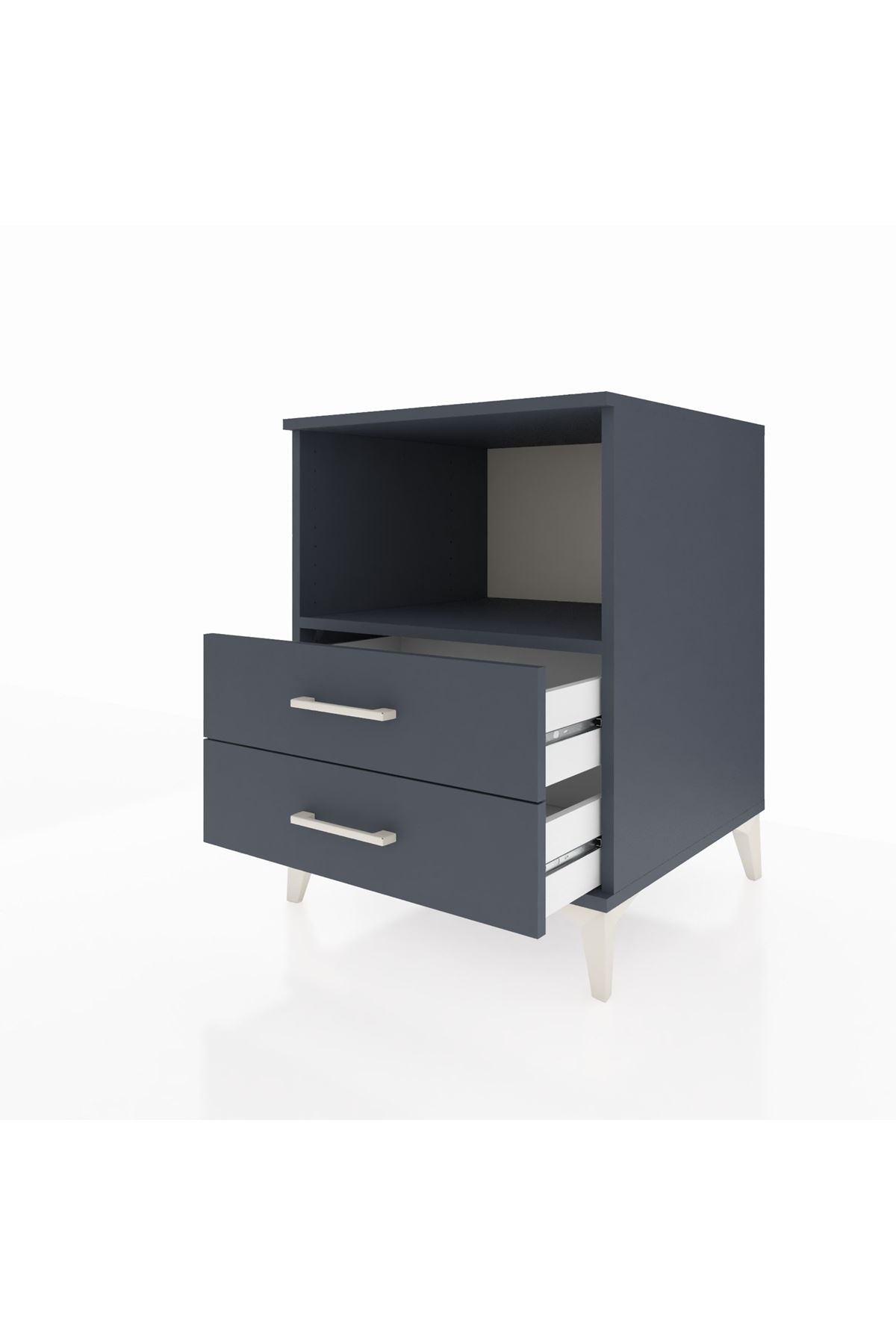 Kronos Komodin Tek Raflı 2 Çekmeceli 60x59x80 Antrasit-Antrasit