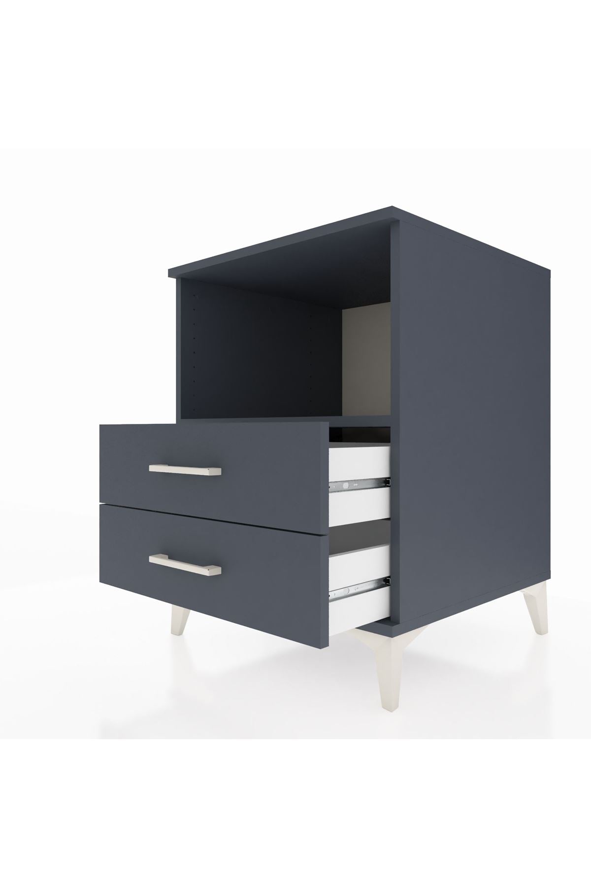 Kronos Komodin Tek Raflı 2 Çekmeceli 60x59x80 Antrasit-Antrasit