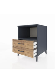 Kronos Komodin Tek Raflı 2 Çekmeceli 60x59x80 Antrasit-Çam