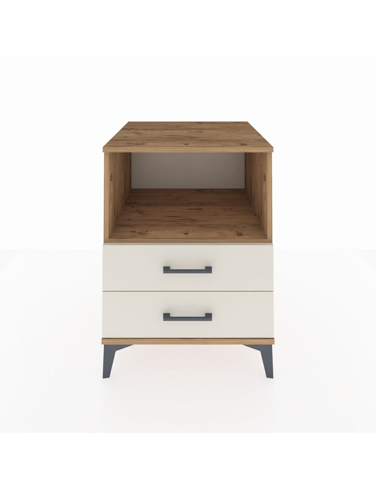 Kronos Komodin Tek Raflı 2 Çekmeceli 60x59x80 Çam-Aytaşı