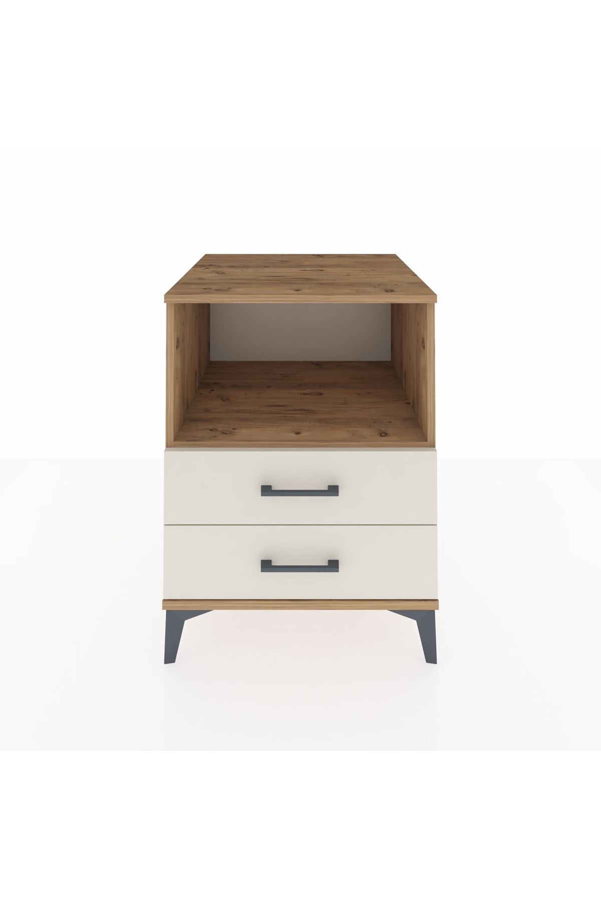 Kronos Komodin Tek Raflı 2 Çekmeceli 60x59x80 Çam-Aytaşı