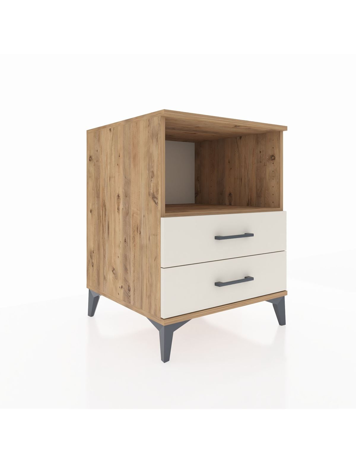 Kronos Komodin Tek Raflı 2 Çekmeceli 60x59x80 Çam-Aytaşı