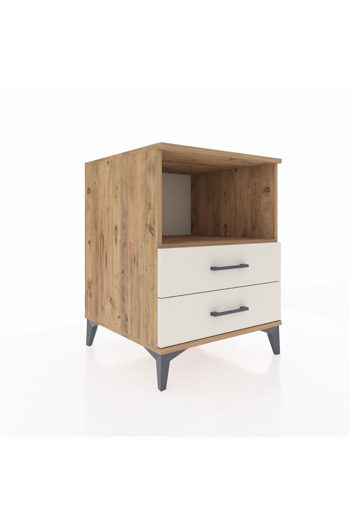 Kronos Komodin Tek Raflı 2 Çekmeceli 60x59x80 Çam-Aytaşı