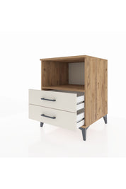 Kronos Komodin Tek Raflı 2 Çekmeceli 60x59x80 Çam-Aytaşı
