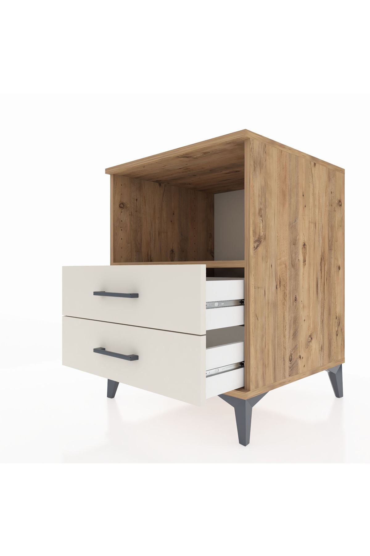 Kronos Komodin Tek Raflı 2 Çekmeceli 60x59x80 Çam-Aytaşı