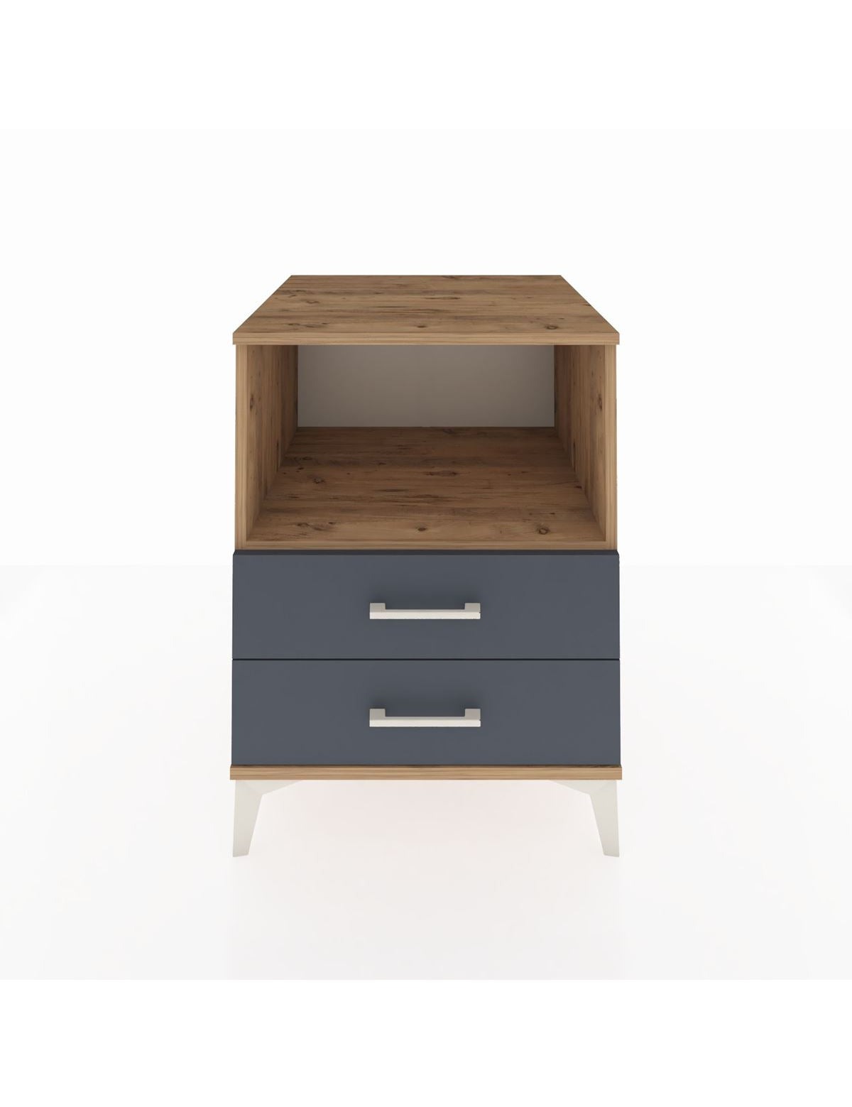 Kronos Komodin Tek Raflı 2 Çekmeceli 60x59x80 Çam-Antrasit