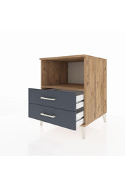 Kronos Komodin Tek Raflı 2 Çekmeceli 60x59x80 Çam-Antrasit