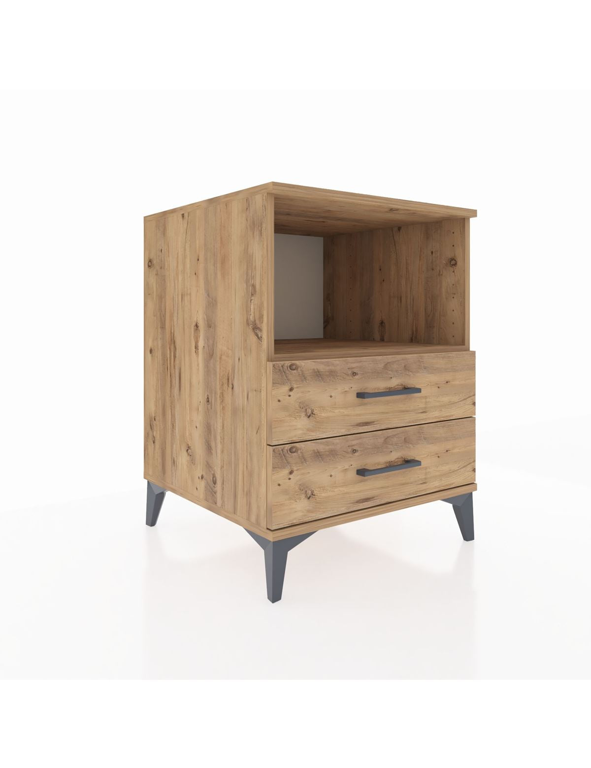 Kronos Komodin Tek Raflı 2 Çekmeceli 60x59x80 Çam-Çam