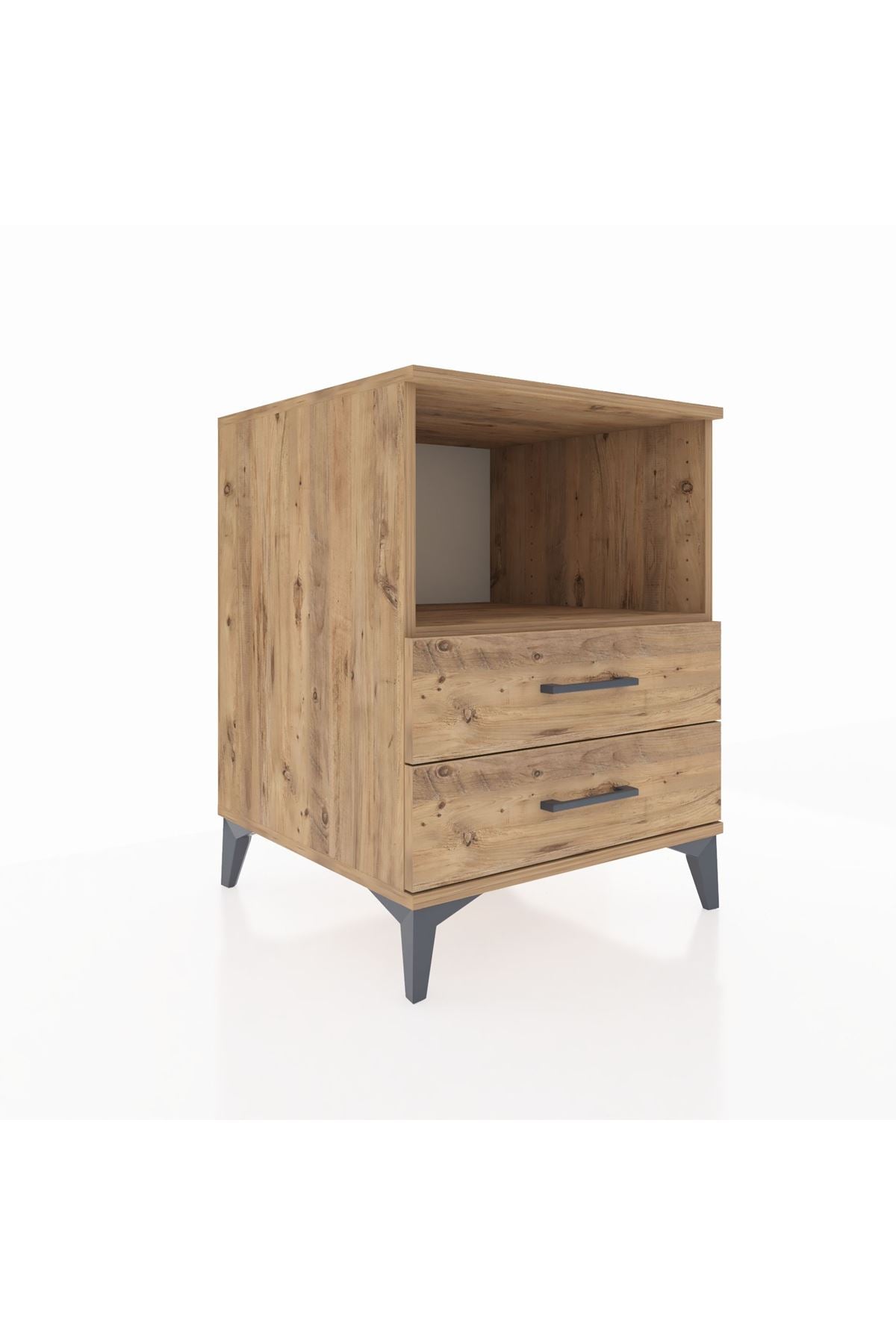 Kronos Komodin Tek Raflı 2 Çekmeceli 60x59x80 Çam-Çam