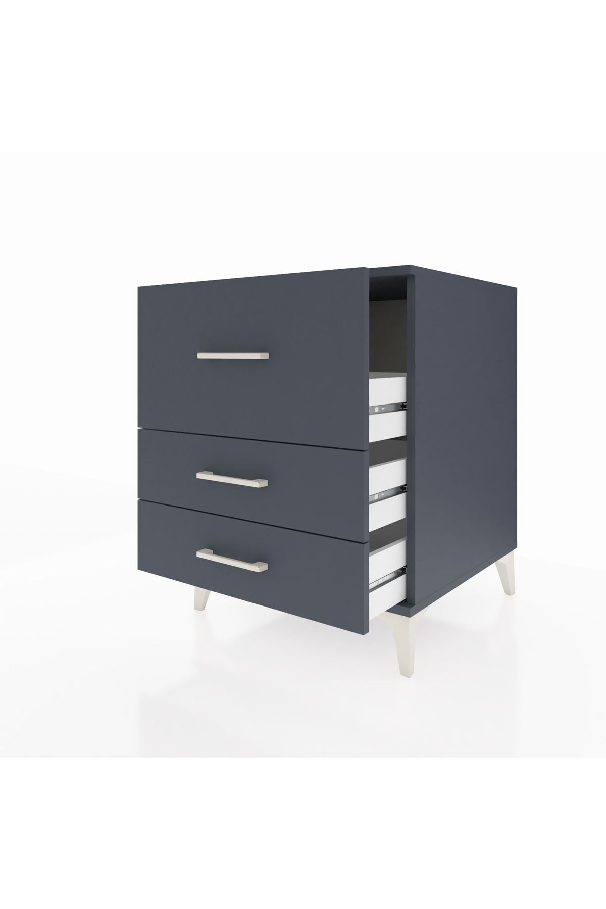 Kronos Komodin 3 Çekmeceli 60x59x80 Antrasit-Antrasit