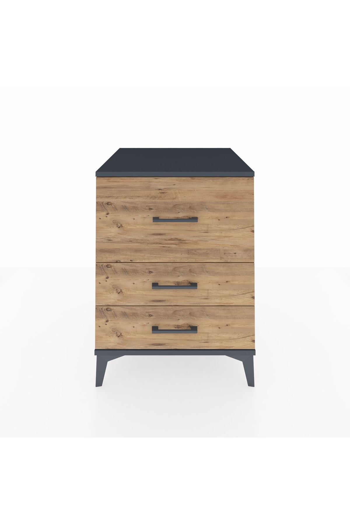 Kronos Komodin 3 Çekmeceli 60x59x80 Antrasit-Çam