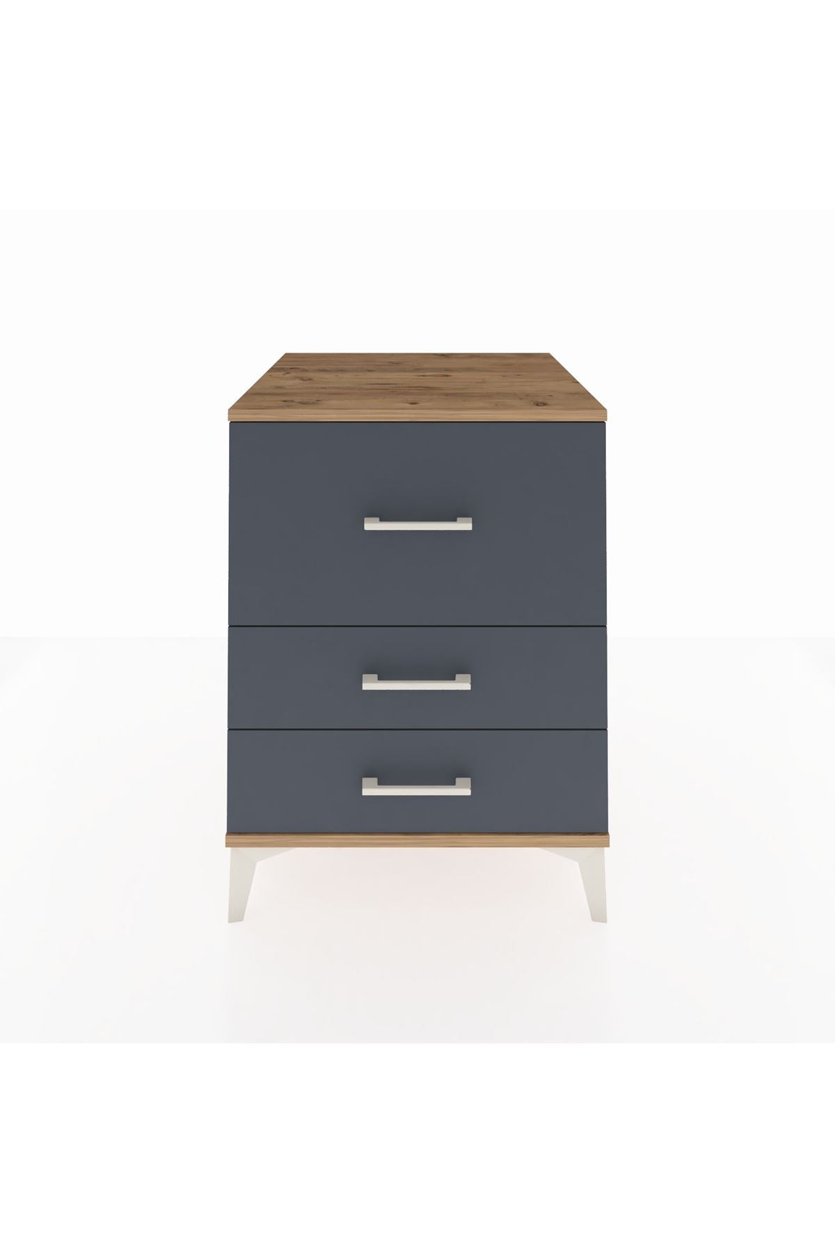 Kronos Komodin 3 Çekmeceli 60x59x80 Çam-Antrasit