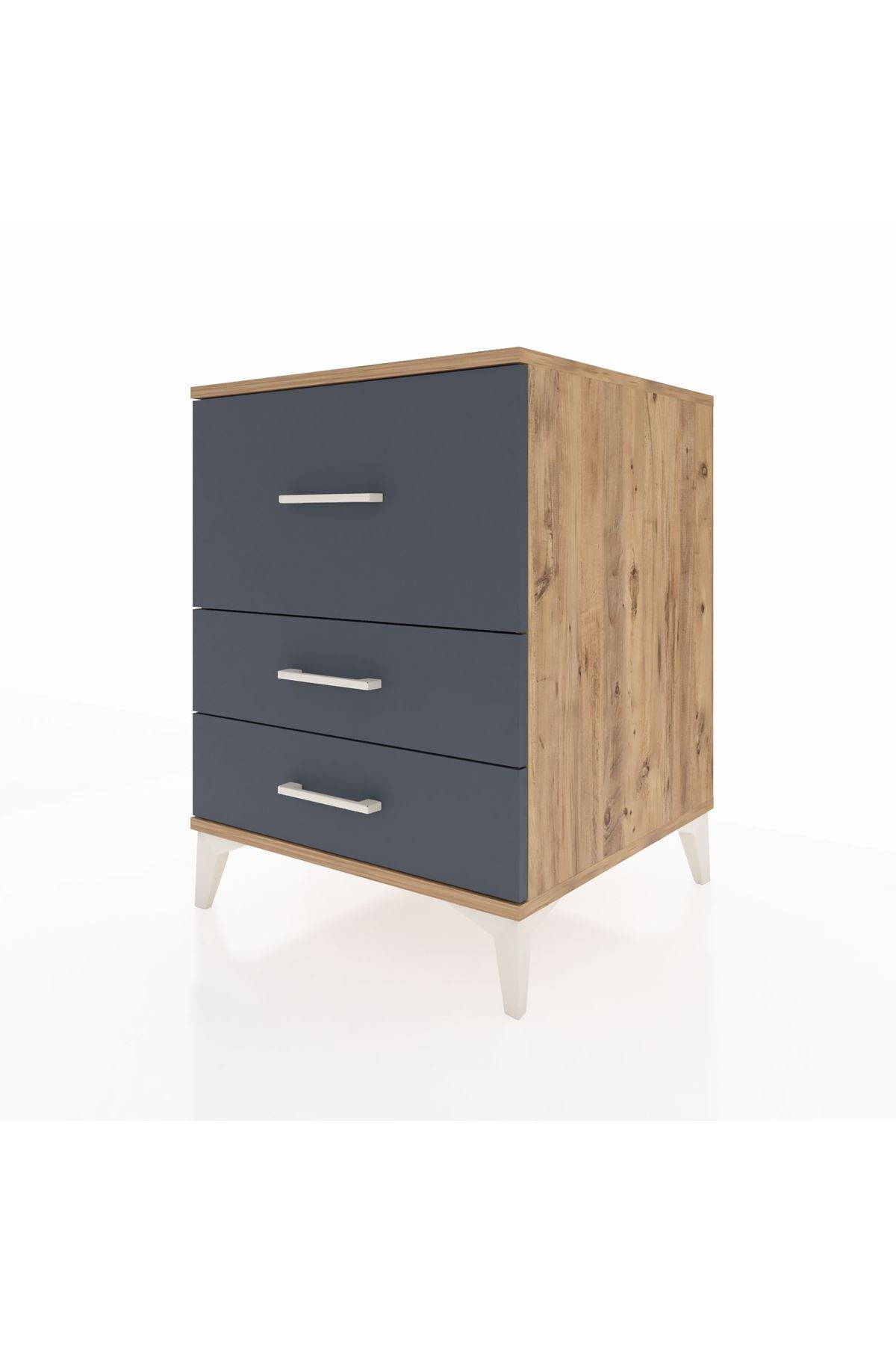 Kronos Komodin 3 Çekmeceli 60x59x80 Çam-Antrasit
