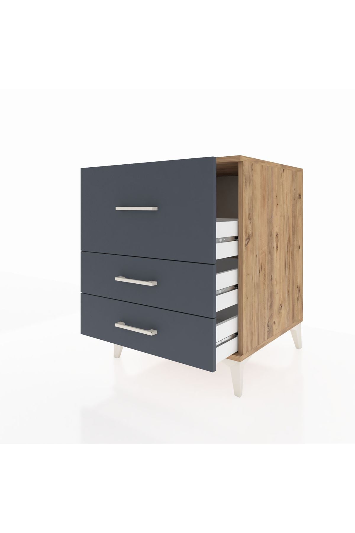 Kronos Komodin 3 Çekmeceli 60x59x80 Çam-Antrasit