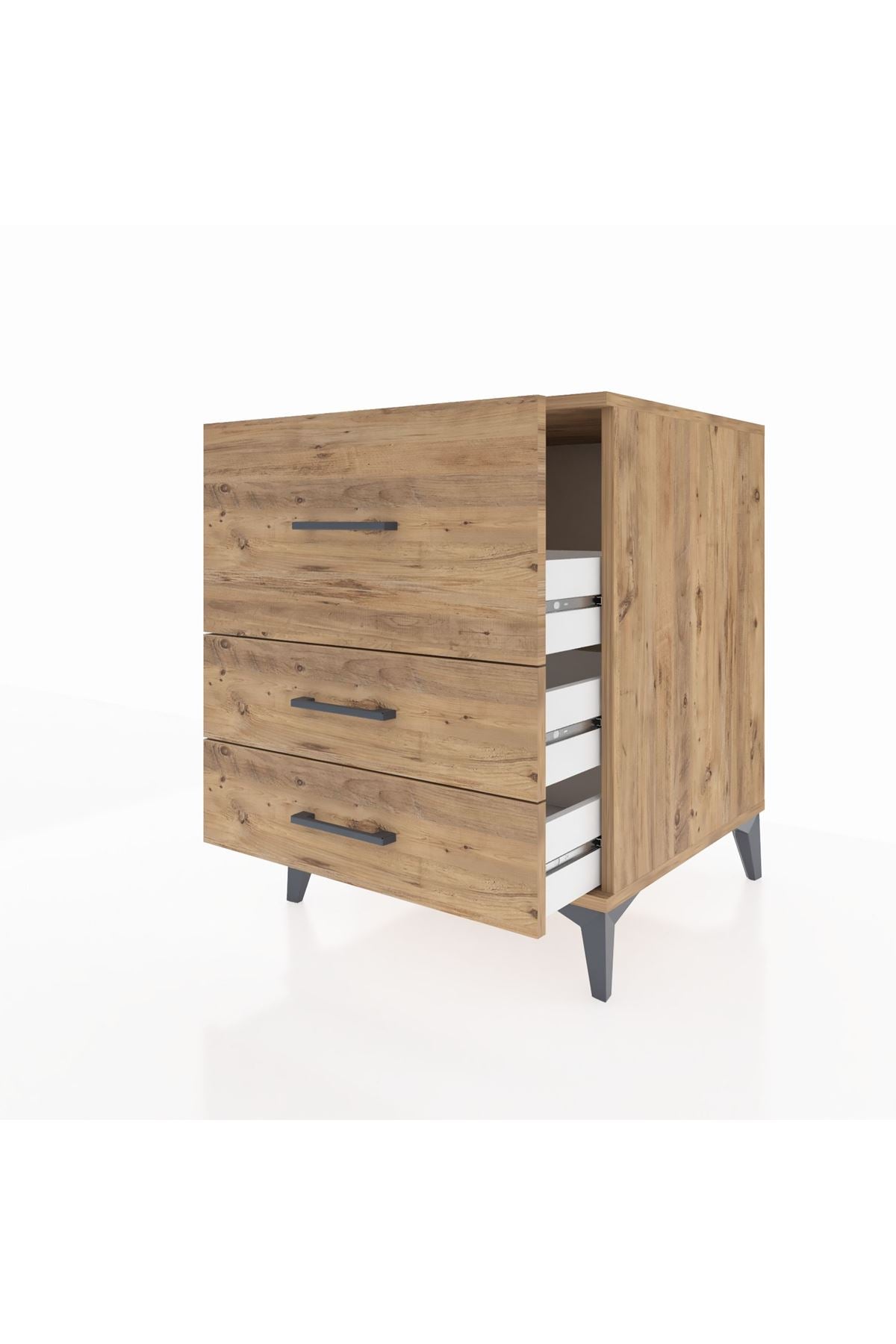 Kronos Komodin 3 Çekmeceli 60x59x80 Çam-Çam