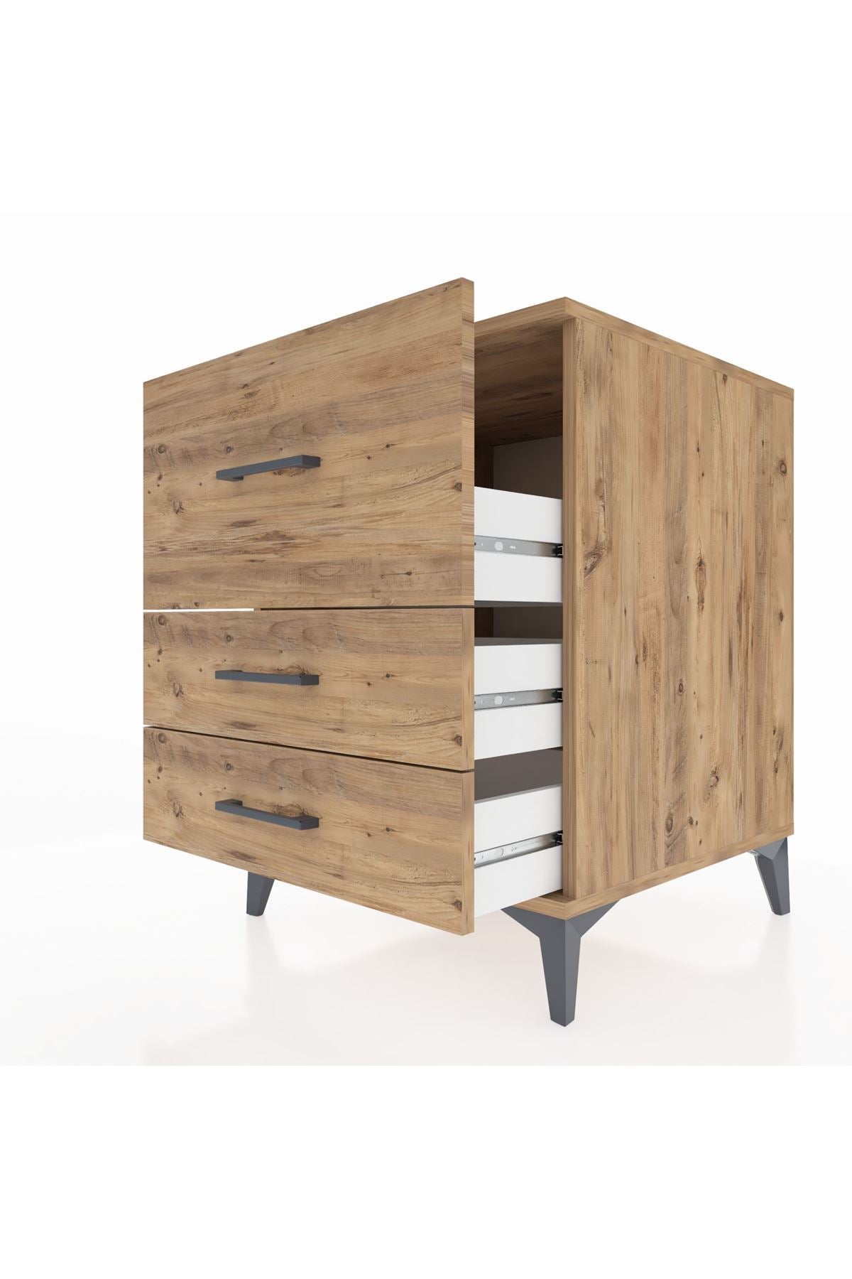 Kronos Komodin 3 Çekmeceli 60x59x80 Çam-Çam