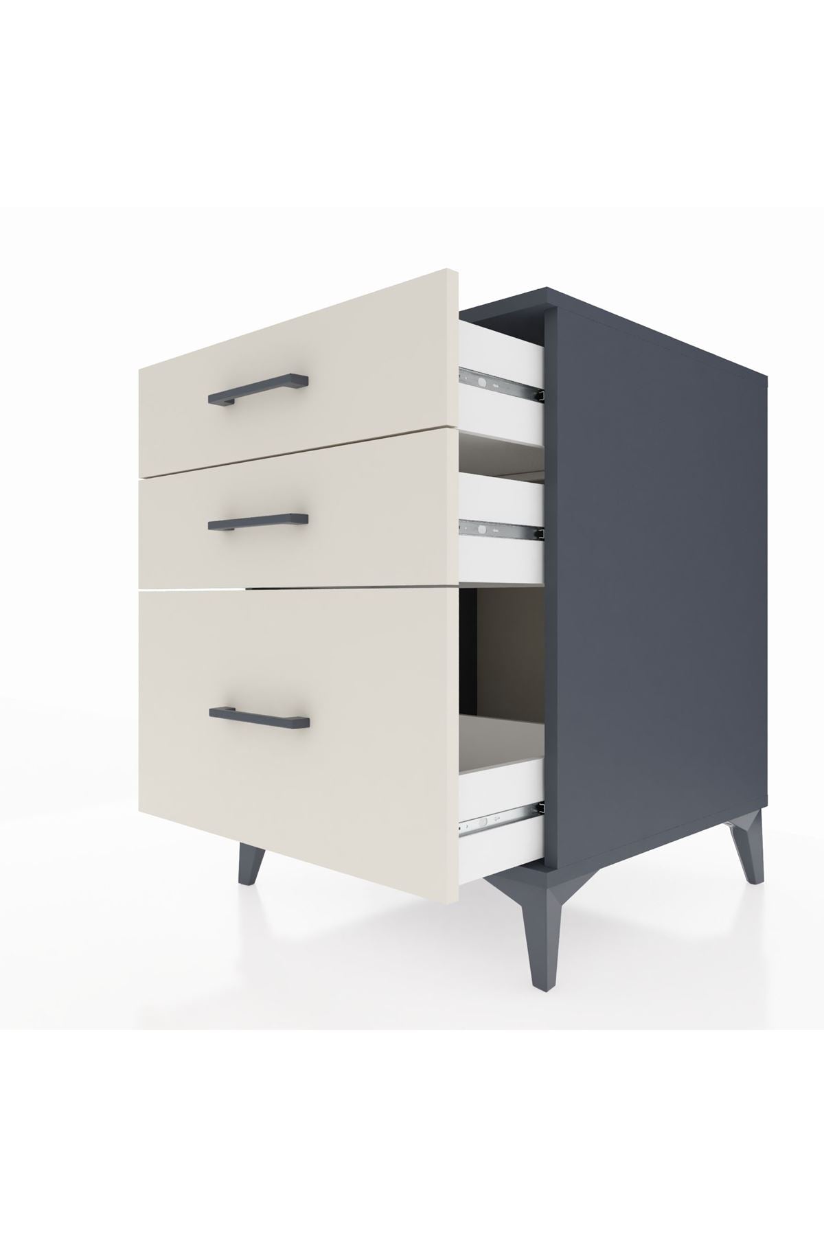 Kronos Komodin 3 Çekmeceli 60x59x80 Antrasit-Aytaşı