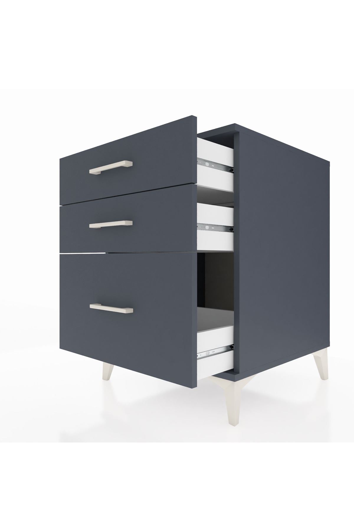 Kronos Komodin 3 Çekmeceli 60x59x80 Antrasit-Antrasit