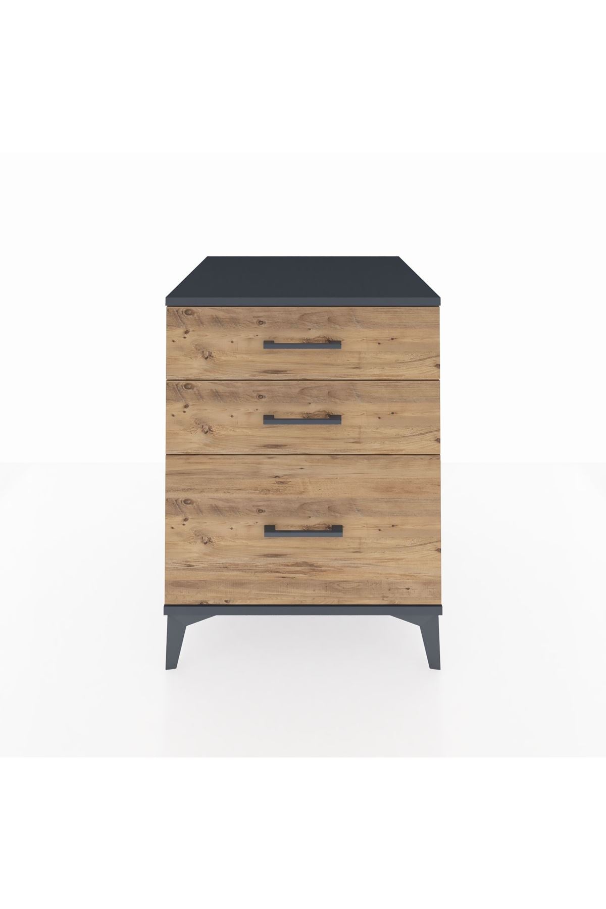 Kronos Komodin 3 Çekmeceli 60x59x80 Antrasit-Çam