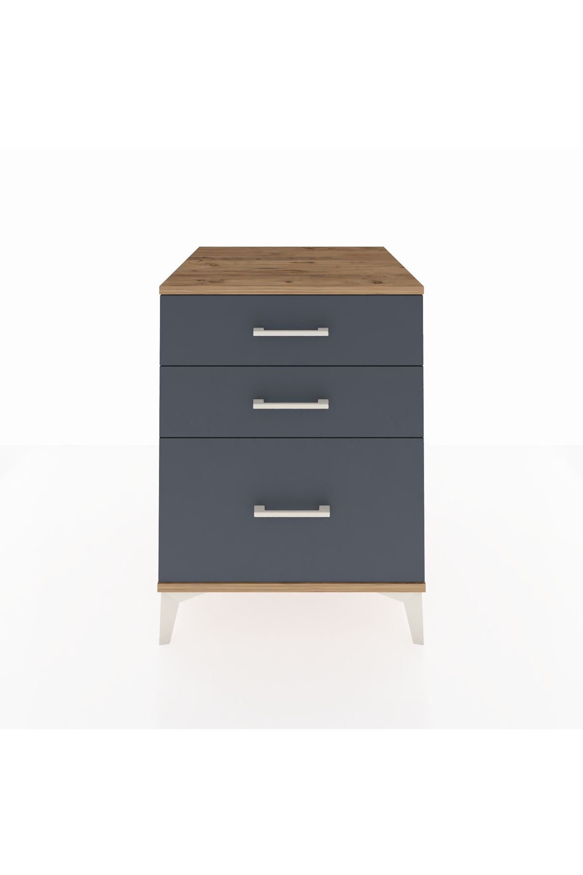 Kronos Komodin 3 Çekmeceli 60x59x80 Çam-Antrasit