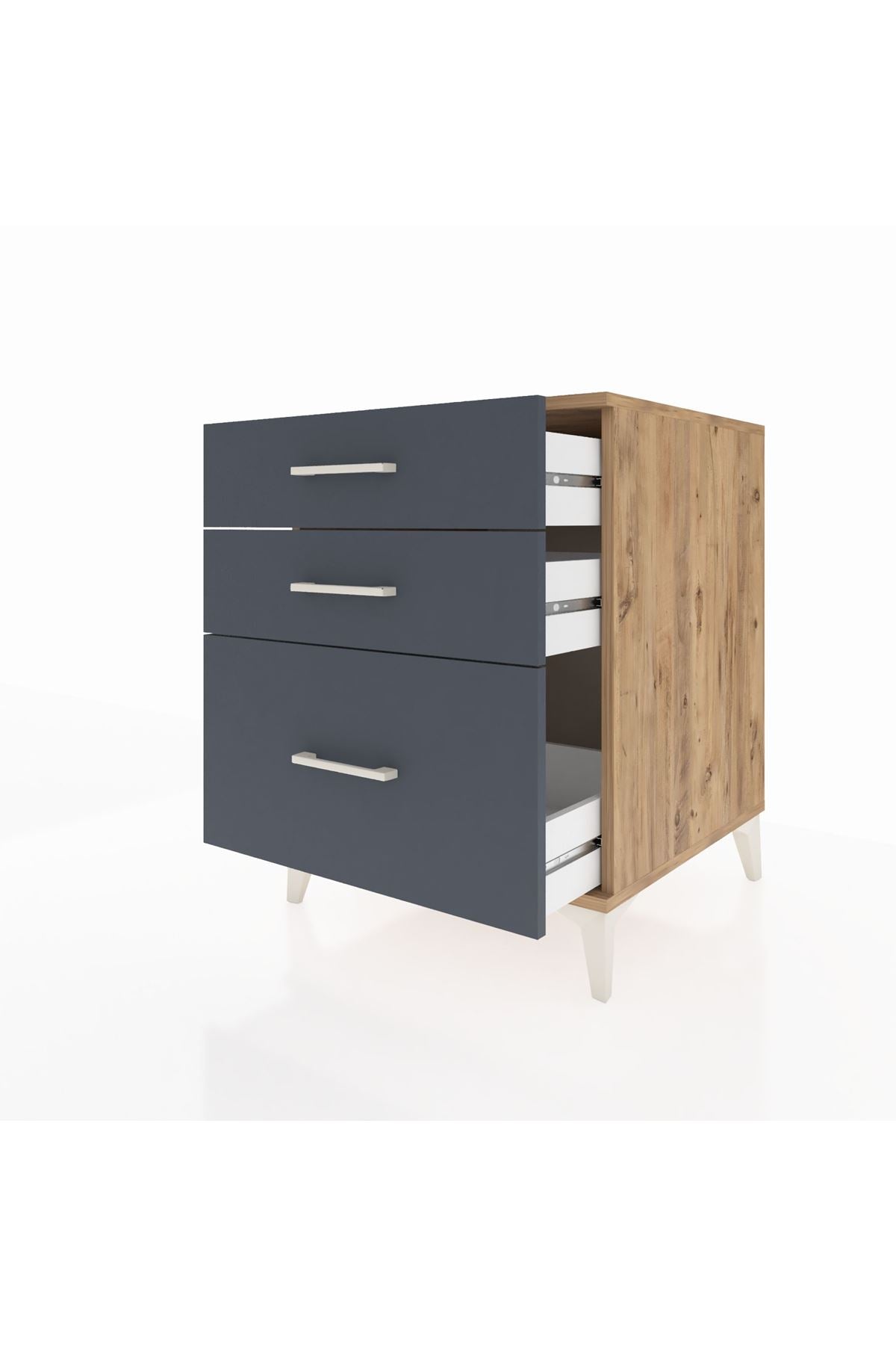 Kronos Komodin 3 Çekmeceli 60x59x80 Çam-Antrasit