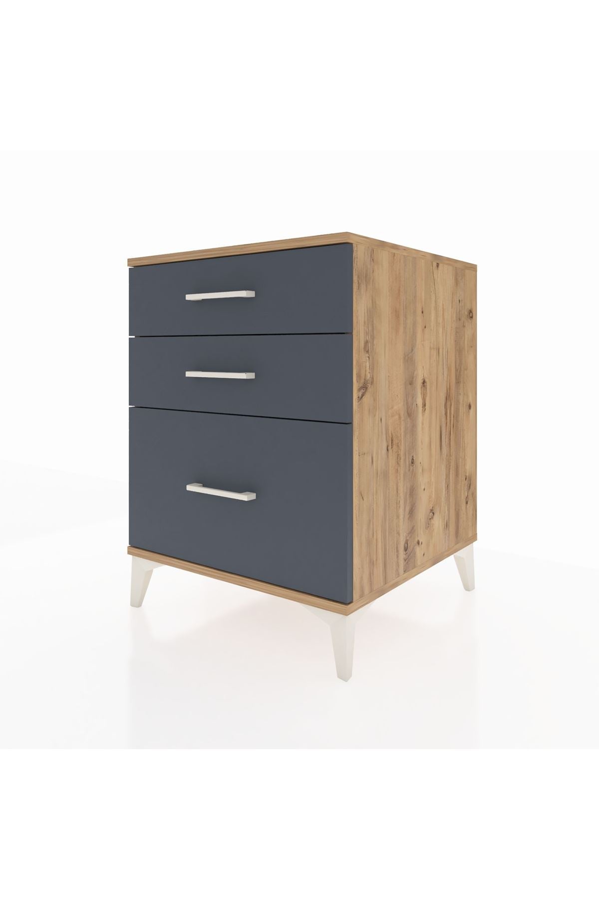 Kronos Komodin 3 Çekmeceli 60x59x80 Çam-Antrasit