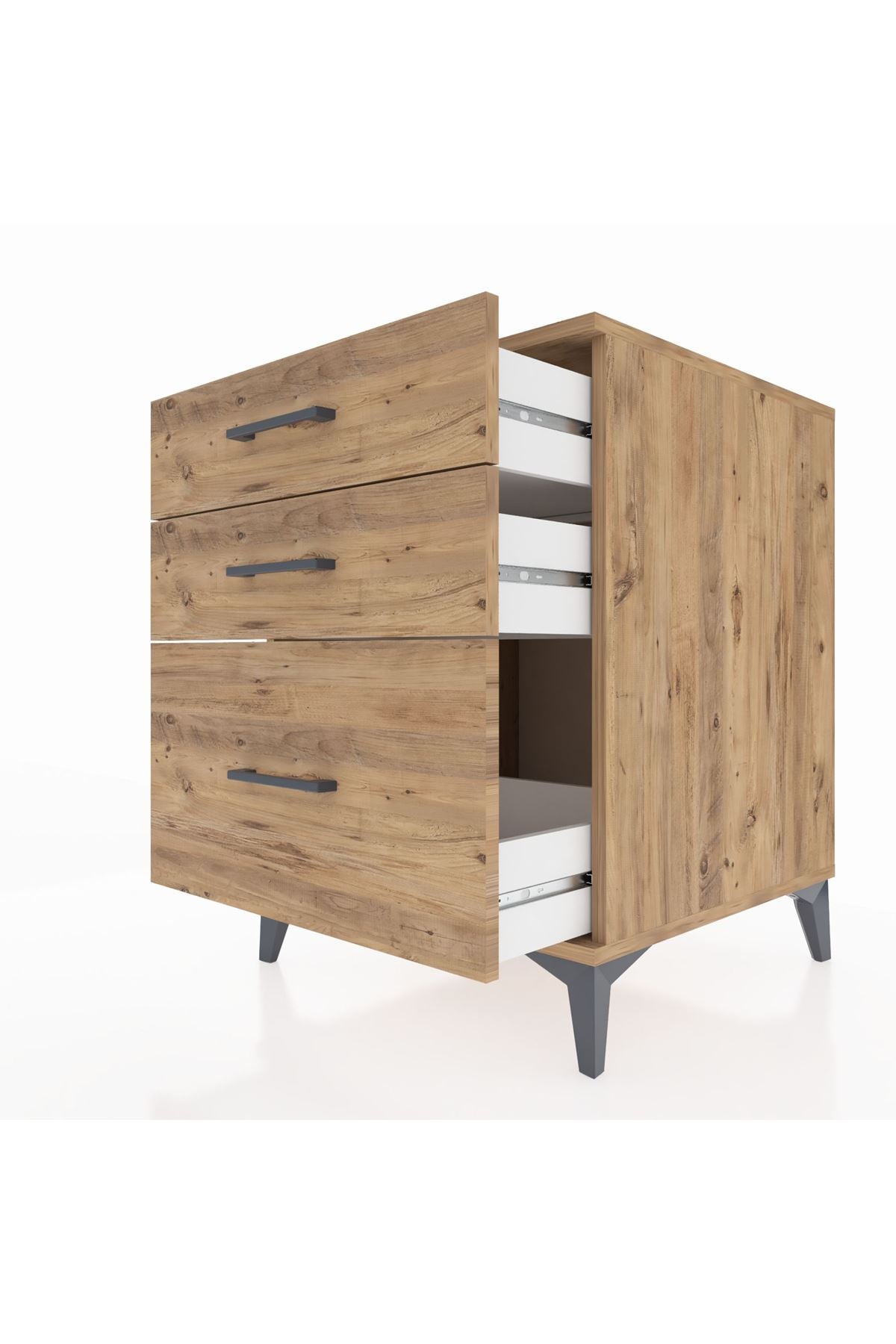 Kronos Komodin 3 Çekmeceli 60x59x80 Çam-Çam